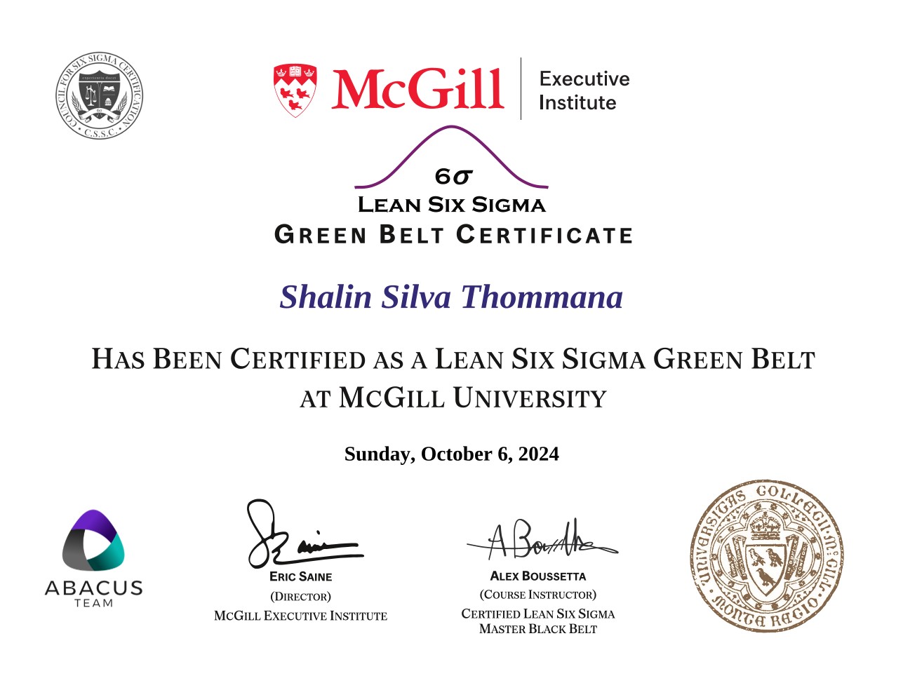 Lean Six Sigma Green Belt — McGill Executive Institute